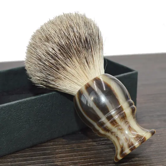 Di Shitou Road Pure Badger Escova de barbear de cabelo Escova de barba masculina Escova de espuma de sabão de barbear mo