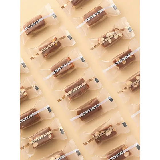 Saco de embalagem de caramelo Nougat sal marinho amêndoa café doces floco de neve crocante bolo de leite doces máquina d