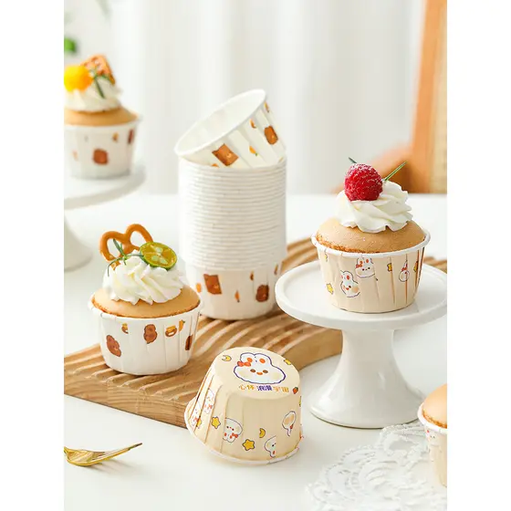 Copo de papel para Cupcake, rolo lateral enrolado, bandeja para bolo, resistente a altas temperaturas, copo pequeno para