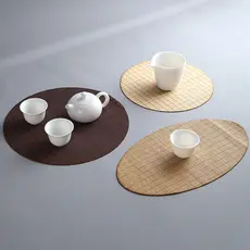 Tapete de chá tapete de chá cortina de chá redondo Oval tapete de bambu cortina de bambu chá tapete de bambu isolamento
