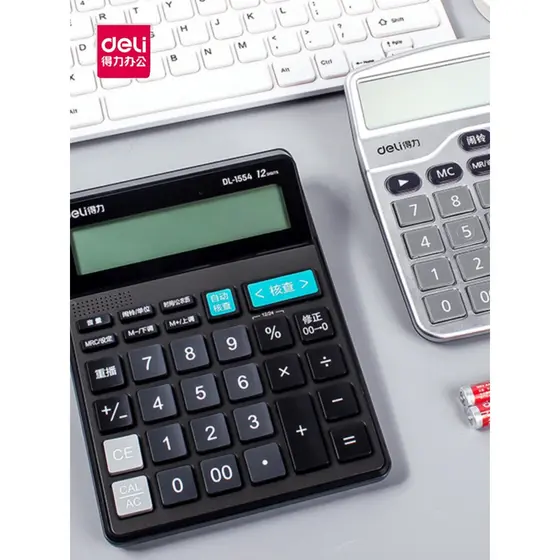 Deli calculadora voz ao vivo 12 bits escritório botão grande tela grande computador contabilidade financeira pronúncia a