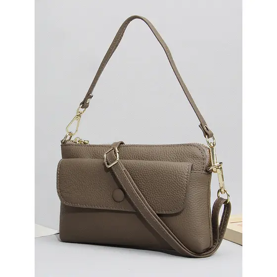 Primeira camada de couro de um ombro Diagonal pequeno saco 2025 novo estilo europeu americano moda bolsa de couro Casual