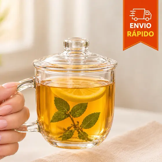 Caneca de Vidro com Tampa 390ml 280ml Xícara para Chá Café Copo Vidro Elegante Presente Cesta Café da Manha