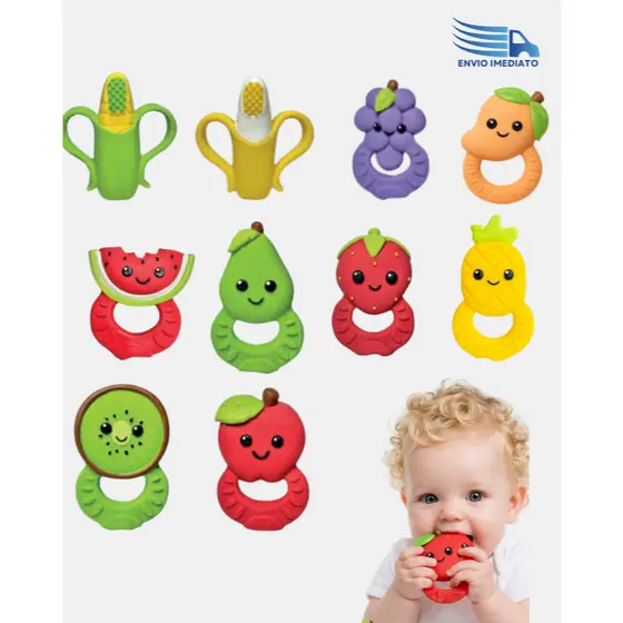 Mordedor Bebê Alívio Gengiva Macio Frutas Estimulante Brinquedo