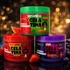 Gelatina Capilar Hidralise Modeladora Cachos Melancia,morango e uva Alta Definição e Hidratação