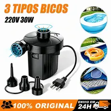 Bomba Elétrica Portátil para Inflar e Esvaziar Colchão, Boia e Piscina 3 Bicos