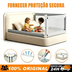 Grade de Proteção para Cama Infantil Desmontável Lavável Ajustável 1,5m 1,8m e 2m