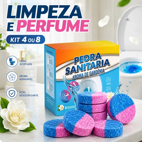 Pacote com 8 pastilhas de limpeza para vaso sanitário – Limpam, perfumam e eliminam odores