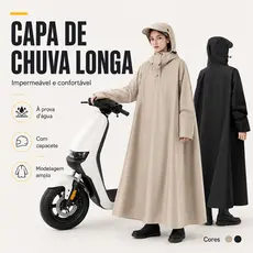 Capa de chuva impermeável, com capa de motor ajustável - longa, à prova de vento, cobertura de corpo inteiro, usada para