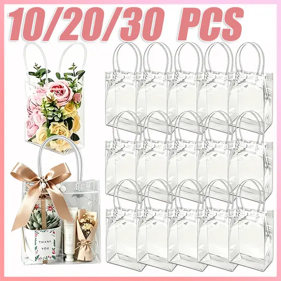 10/20/30 PCS Transparent Gift Bags Reusable PVC Party Favors