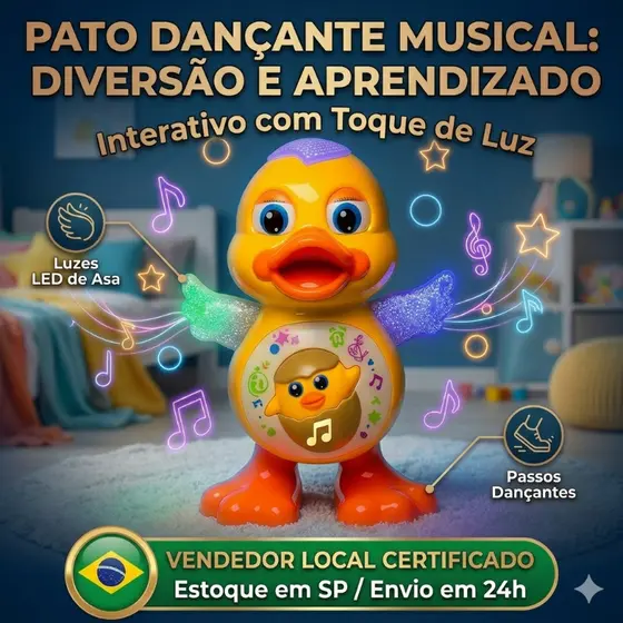 Pato Dancante Musical Com Luzes E Sons Brinquedos Para Criancas Presente Bebe Infantil Danca Anda Mexe Brinquedo