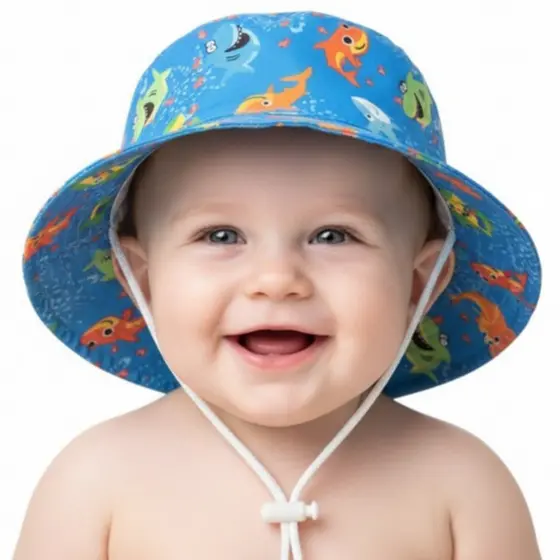 chapéu bucket bebê recem nascido infantil Menino Menina Praia casual proteção solar  Uv Dino Tubarão