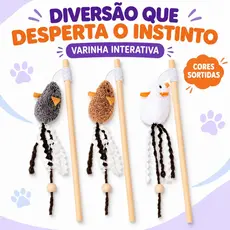 Brinquedo para Gatos Varinha com Ratinho Pelúcia Its Pet Alta Qualidade - Cores Sortidas