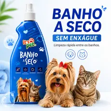 Banho a Seco Spray 500ml para Cães e Gatos sem Enxágue Limpa, Perfuma e Ajuda a Desembaraçar