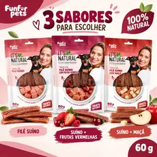 Bifinho para Cachorro Petisco Natural Tiras de Filé Suíno 60g 100% Natural