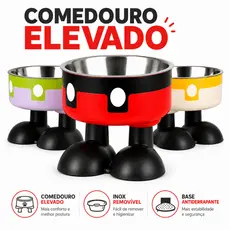 Comedouro Elevado para Cães e Gatos Inox Suspenso Porte Pequeno Médio Antiderrapante