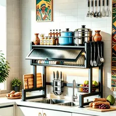 Escorredor de Pratos Louça Cozinha Suspensa com Porta Pia Rack Organizador Preto