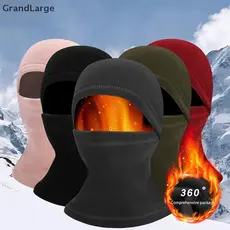 [GrandLarge] Capuz de Lã Quente para Motocicleta, Máscara Facial Completa, Gorro para Esportes e Corrida, Aquecedor de P