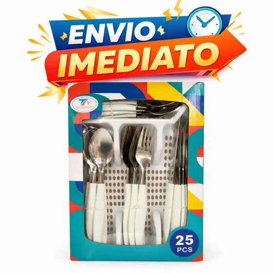 Conjunto de Talheres com Organizador 25 Peças Cozinha Armario Festa Dia das Maes Envio Imediato