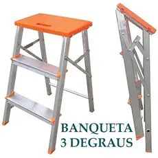 Escada Banqueta Alumínio Forte Tesoura 3 Degraus Resistente Qualidade