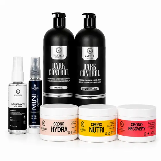 Kit Profissional Crescimento Fortalecimento Capilar 7x1 - Shampoo, condicionador, Óleo, Cronograma capilar e body splash