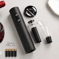 Abridor De Vinho Elétrico Saca Rolha Automático a Pilha e Aerador e tampa a Vácuo Presente Sofisticado Casa