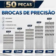 Jogo com 50 Brocas de Aço Rápido 1mm 1.5mm 2mm 2.5mm 3mm Bricolagem Marcenaria Eletrônica