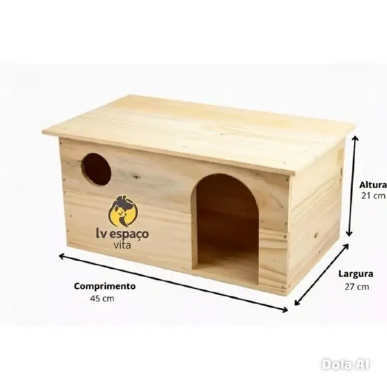 Toca casinha de madeira para coelhos ,mini coelhos, chinchila porquinho da índia e pequenos roedores.