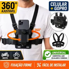 Suporte Peitoral Ajustável Para Celular GoPro Moto Bicicleta Motoboy Câmera de Ação Universal POV suporte em forma de L