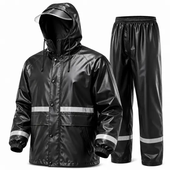 Capa de Chuva PVC Impermeável Moto Conjunto Completo Motoqueiro Motoboy Faixa Refletiva Com Capuz