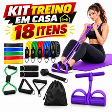 Kit 18 Itens Faixas Elásticas Fitness Extensor Musculação Treino em Casa Yoga Pilates Academia