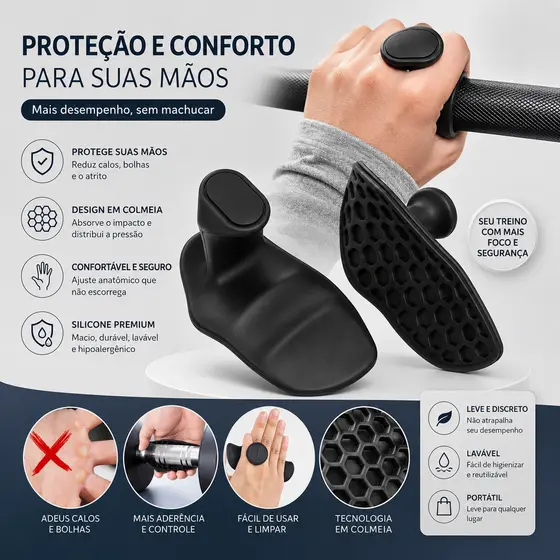Luvas Grip Antiderrapantes para Academia–Protetor de Palma para Musculação,Cross Training e Halteres
