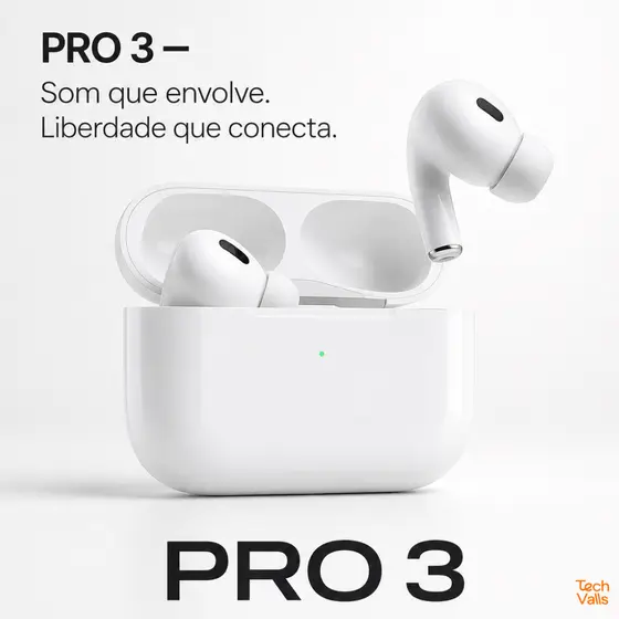 Fone de Ouvido Bluetooth Sem Fio TWS Pro 3 Com Microfone e Touch Para Celular Android e iOS