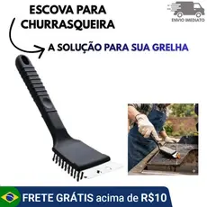 Escova para Churrasqueira com Raspador Limpeza de Grelhas para Churrasqueiros em Casa e Churrasco