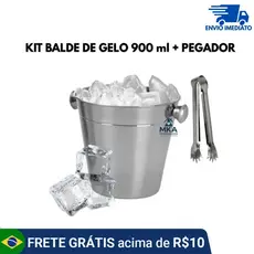 Balde de Gelo Inox com Pegador – Mantém Bebidas Geladas, Ideal para Casa, Bar, Festas e Restaurantes