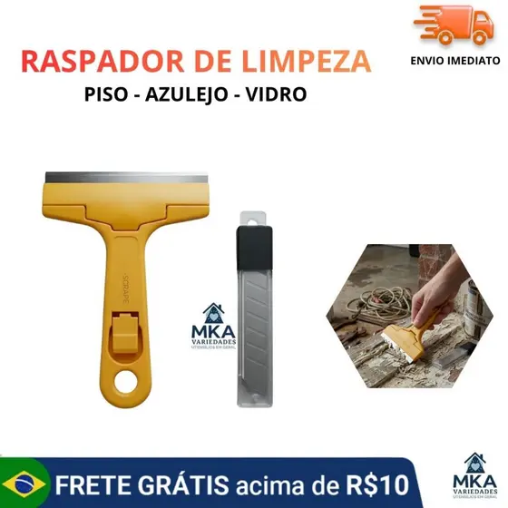 Raspador com 3 Lâminas Plástico Multiuso para Limpeza de Vidros Fogão Ideal Casa e Profissional