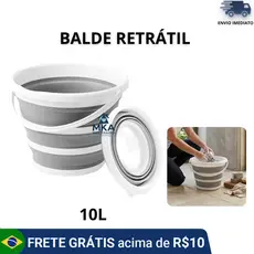 Balde Retrátil de Silicone 10L Dobrável para Limpeza e Casa para Uso Doméstico, Viagens e Camping