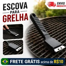 Escova com Raspador para Churrasqueira  Limpeza de Grelhas para Churrasqueiros em Casa e Churrasco