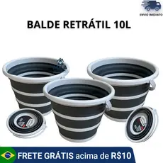 Balde de Silicone Retratil 10L Dobrável para Limpeza e Casa para Uso Doméstico, Viagens e Camping