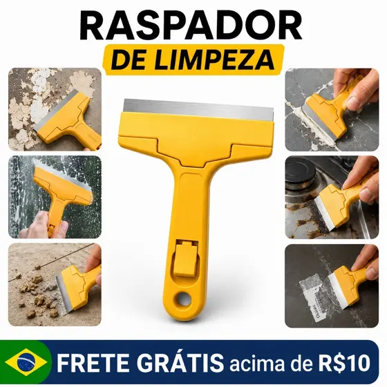 Raspador Multiuso de Plastico com 3 Lâminas para Limpeza de Vidros Fogão Ideal Casa