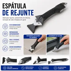 Espátula 3 em 1 para Aplicar e Raspar Rejunte Silicone Ferramenta Multiuso para Aplicação e Remoção