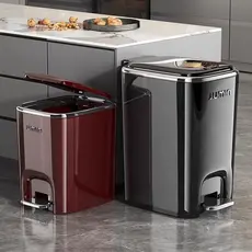 Luz de luxo High-End lata de lixo quarto banheiro cozinha banheiro escritório com tampa imprensa pé tubo de armazenament