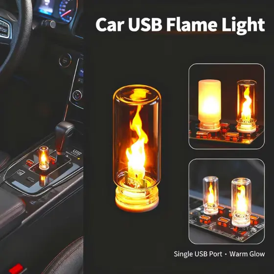 Luz de chama USB luz ambiente LED simulação chama luz ambiente do carro 5V luz noturna lâmpada chama