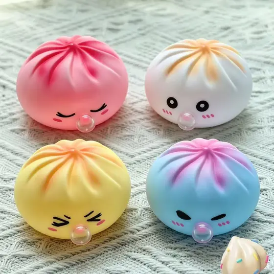 Novo estilo cuspe bolha simulação bun pitada música tamanho grande impressão a vapor Emoticon bun pitada música