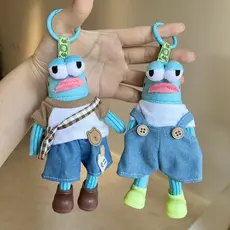 Chaveiro de Peixe Fofo e Adorável, Peixe Estiloso, Boneca Estilosa com Macacão Jeans, Pingente de Bolsa da Série Castelo