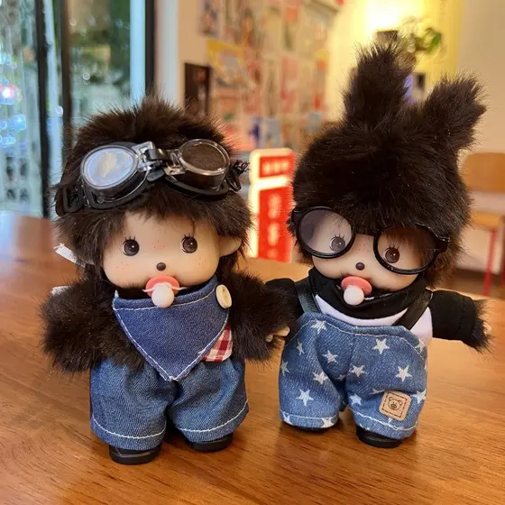 Chaveiro de pelúcia Monchhichi autêntico, moderno e popular, da série cowboy, pingente para bolsa R8PH