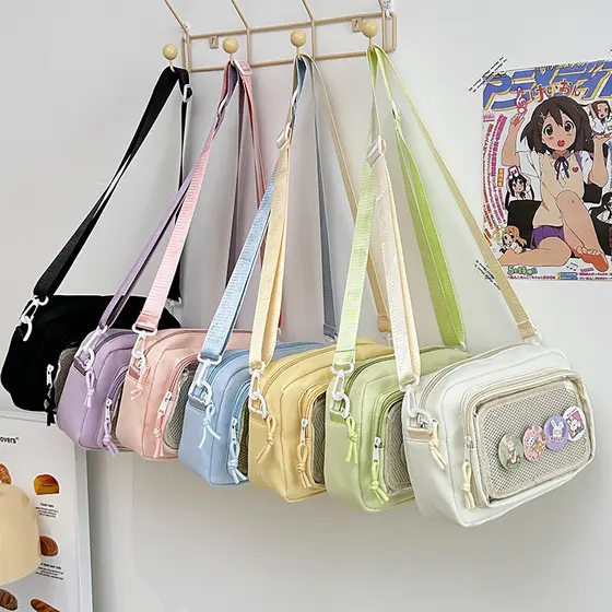 Bolsa ita feminina estilo anime japonês, bolsa de ombro transparente, fresca e delicada, bolsa transversal pequena e ver