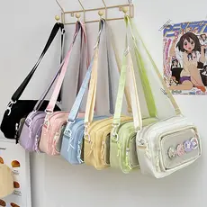 Bolsa ita feminina estilo anime japonês, bolsa de ombro transparente, fresca e delicada, bolsa transversal pequena e ver