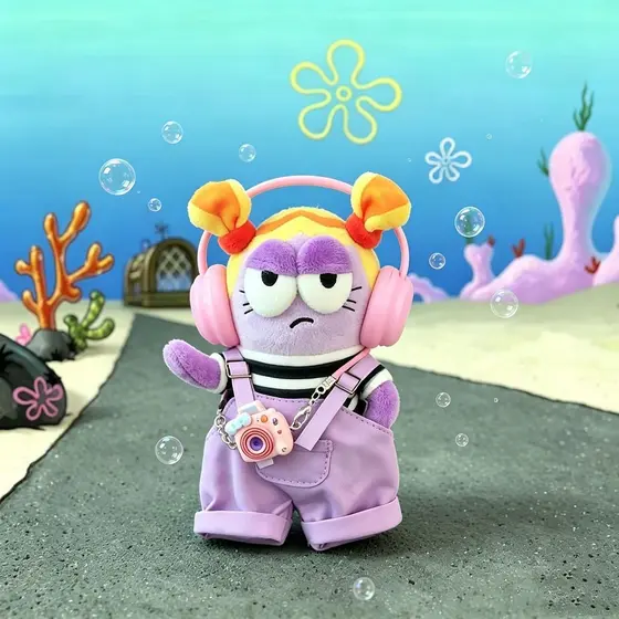 Roupas de bebê de segunda geração para moradores de Bikini Bottom, macacões, conjunto de fones de ouvido, peixe lame, pe