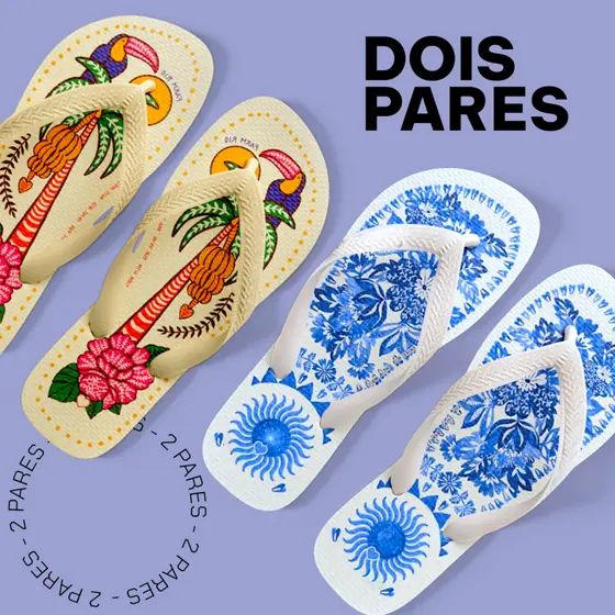 2 Pares Sandália chinelo feminino colorido estampa vivebe Original